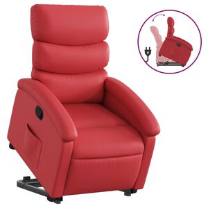 vidaXL Poltrona reclin&aacute;vel elevat&oacute;ria couro artificial vermelho