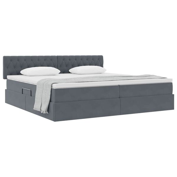 vidaXL Cama com Armazenamento Cinza Escuro 200 x 200 cm Veludo
