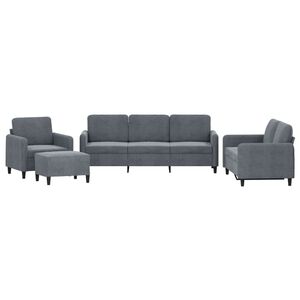 vidaXL 4 pcs conjunto de sof&aacute;s veludo cinzento-escuro