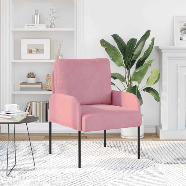 vidaXL Sof&aacute;s com almofada 55cm Rosa Contraplacado