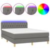 vidaXL Cama box spring c/ colch&atilde;o e LED 140x190 cm tecido cinza-escuro