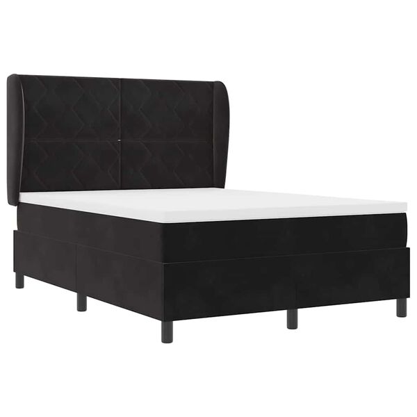 vidaXL Cama Box com colch&atilde;o com cabeceira Preto 200 x 140 cm Poli&eacute;ster