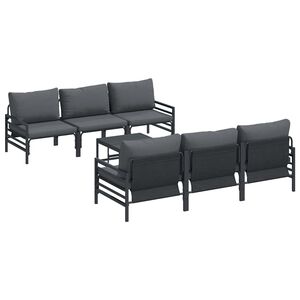vidaXL Conjunto de Sof&aacute; de Jardim com almofada 7 pcs Preto A&ccedil;o