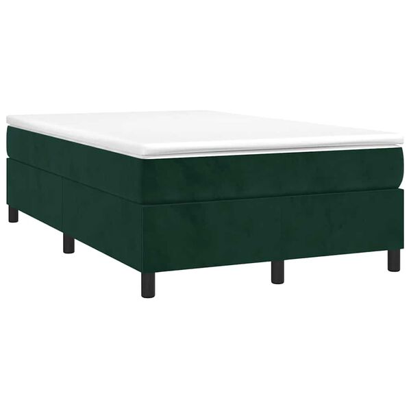 vidaXL Cama boxspring com colch&atilde;o 120x200 cm veludo verde-escuro