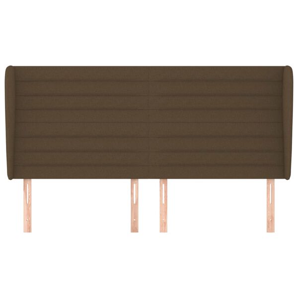 vidaXL Cabeceira cama c/ abas tecido 203x23x118/128 cm castanho-escuro