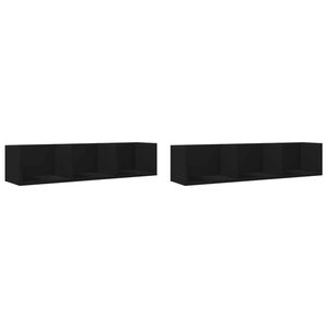 vidaXL Arm&aacute;rios de parede 2 pcs 75x18x16,5 cm derivados madeira preto