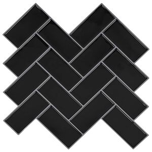 vidaXL Azulejo Chevron 10 unid. Preto 30 x 30 cm Poliuretano e PET