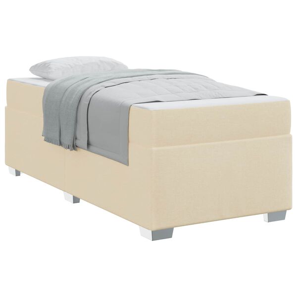 vidaXL Estrutura da Cama com colch&atilde;o Creme 90 x 190 cm tecido
