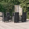 vidaXL 7 pcs conjunto de jantar p/ jardim c/ almofad&otilde;es vime PE preto