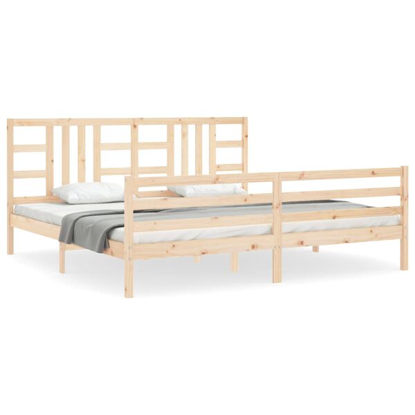 vidaXL Estrutura de cama com cabeceira 200x200 cm madeira maci&ccedil;a