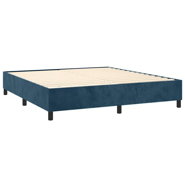 vidaXL Cama com molas/colch&atilde;o 180x200 cm veludo azul-escuro