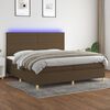 vidaXL Cama box spring c/ colch&atilde;o/LED 200x200cm tecido castanho-escuro