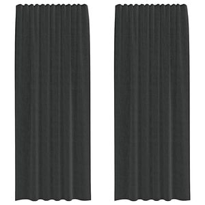 vidaXL Cortinas de voile com bolsos para var&atilde;o 2 pcs preto