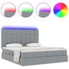 vidaXL Cama com luzes de tira LED Cinzento-claro 180 x 200 cm tecido