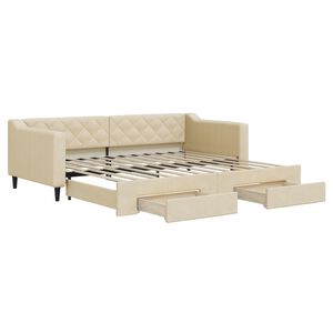 vidaXL Sof&aacute;-cama com gavet&atilde;o e gavetas 90x200 cm tecido cor creme