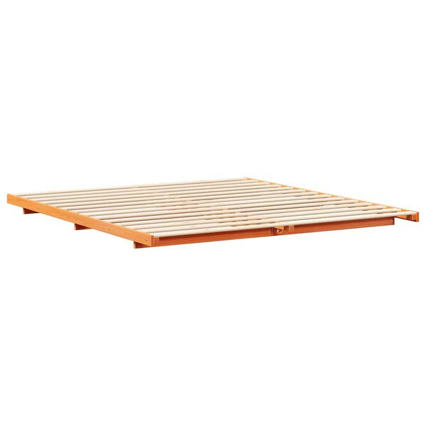 vidaXL Estrutura de cama de ch&atilde;o Castanho-mel 200 x 210 cm