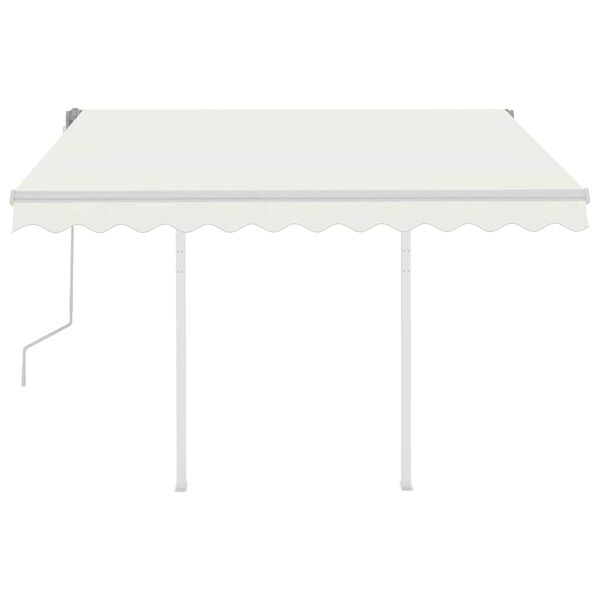 vidaXL Toldo retr&aacute;til manual com postes 3x2,5 m cor creme