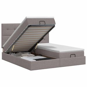 vidaXL Cama ottoman com colch&atilde;o 2 unid. Cinzento-acastanhado Tecido
