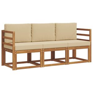 vidaXL Conjunto de Sof&aacute;s para Exterior 3 unid. Natural e Bege