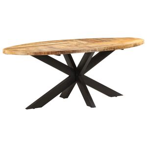 vidaXL Mesa de jantar oval 200x100x75 cm madeira de mangueira &aacute;spera