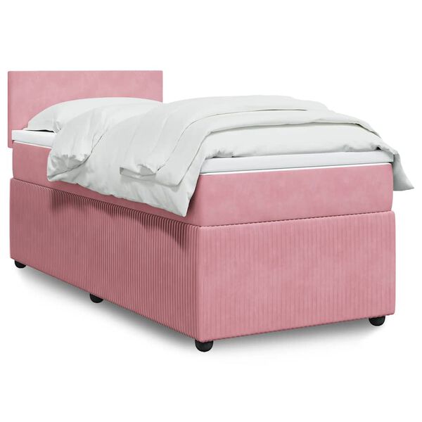 vidaXL Cama com molas/colch&atilde;o 90x190 cm veludo rosa