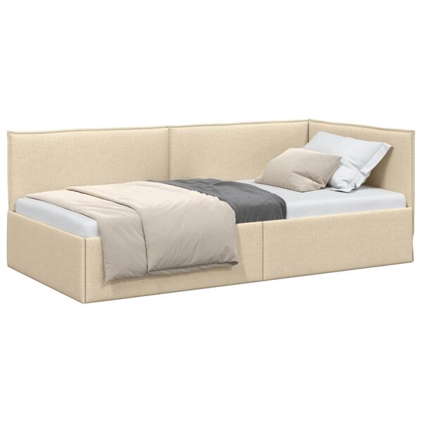 vidaXL Estrutura de Cama de Canto Creme 100 x 200 cm Veludo