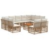 vidaXL Conjunto de Sof&aacute;s para Exterior 12 pcs Natural e Branco Creme