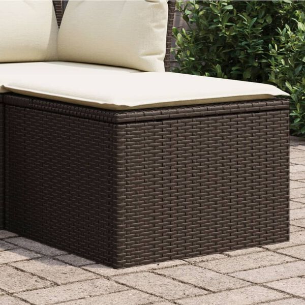 vidaXL Banco de jardim com almofadão 55x55x37 cm vime PE castanho