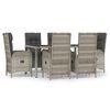 vidaXL 7 pcs conjunto de jantar p/ jardim c/ almofad&otilde;es vime PE cinza