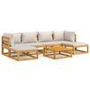 vidaXL 7pcs conjunto lounge de jardim madeira c/almofad&otilde;es cinza-claro