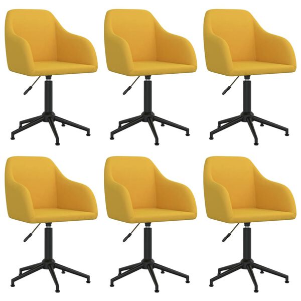 vidaXL Cadeiras de jantar girat&oacute;rias 6 pcs veludo amarelo