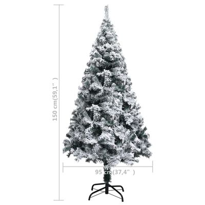 vidaXL Árvore de Natal artificial c/ flocos de neve 150 cm PVC verde