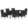 vidaXL Conjunto de Jantar para Jardim 7 unid. Preto vime PE