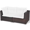 vidaXL 5 pcs conjunto lounge jardim c/ almofadões vime PE castanho