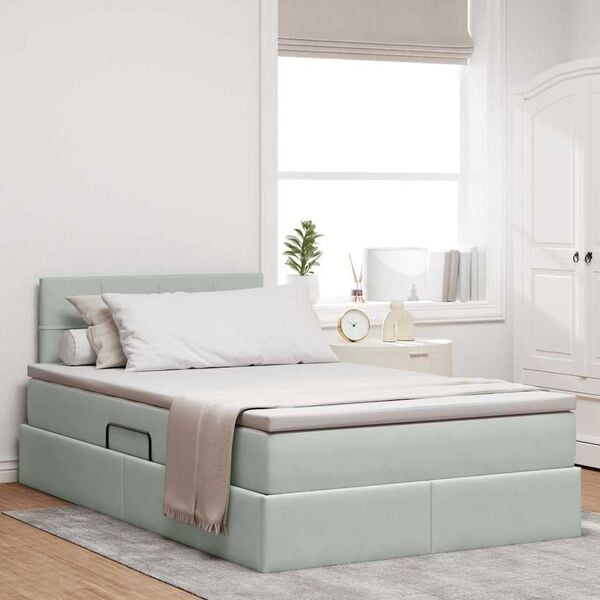 vidaXL Cama com Armazenamento Cinzento-claro 120 x 190 cm Veludo
