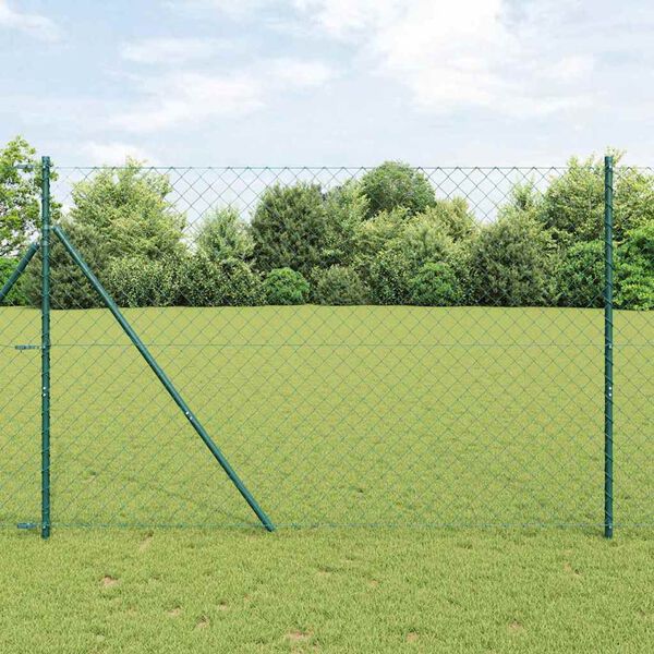 vidaXL Poste de Cerca Verde 10 x 1,6 m (malha de 60 x 60 mm) A&ccedil;o e PVC