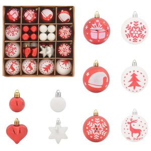 vidaXL Conjunto de Bolas de Natal 40 unid. Vermelho e Branco &Oslash; 6 cm