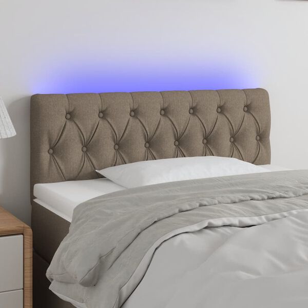 vidaXL Cabeceira cama luzes LED tecido 90x7x78/88cm cinza-acastanhado