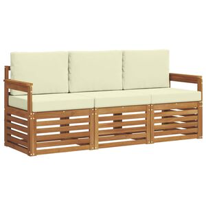 vidaXL Conjuntos de sof&aacute;s com almofada 3 pcs Natural e Creme