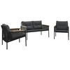 vidaXL 3 pcs conjunto mobili&aacute;rio de varanda com almofad&otilde;es a&ccedil;o preto