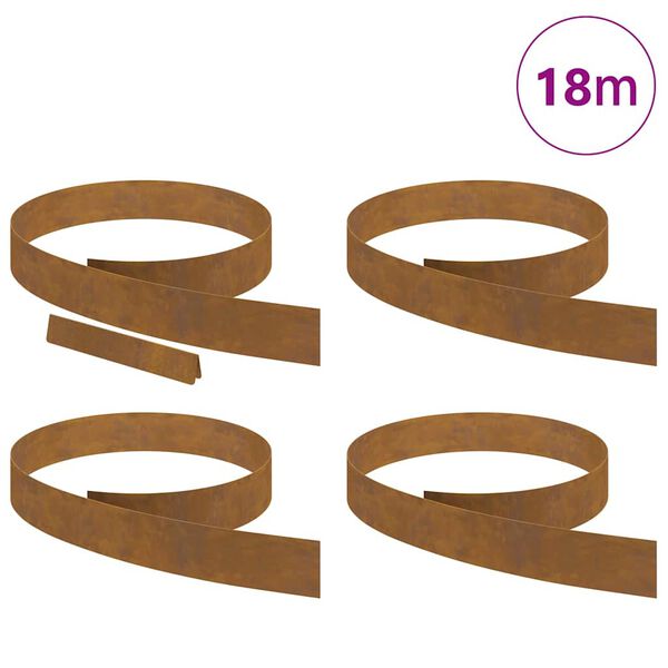 vidaXL Acabamento para Gramado 4 pcs Ferro Enferrujado A&ccedil;o Corten