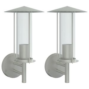 vidaXL Candeeiros de parede p/ exterior 2 pcs a&ccedil;o inoxid&aacute;vel prateado