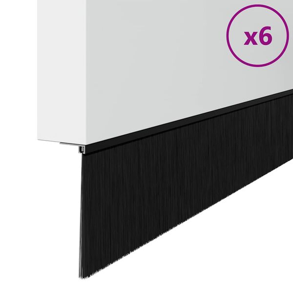 vidaXL Selos de Escovas para Porta Auto-adesivos 6 pcs Preto 100 cm