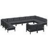 vidaXL 12 pcs conjunto lounge jardim c/ almofad&otilde;es pinho maci&ccedil;o preto