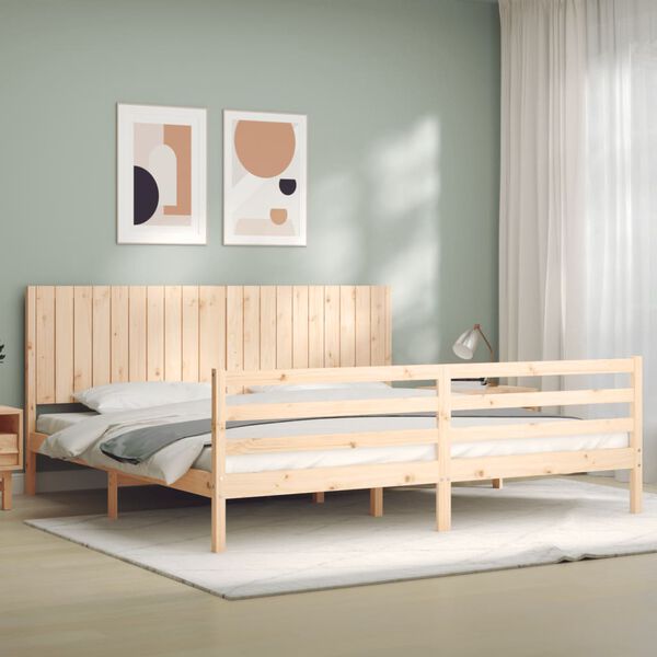 vidaXL Estrutura de cama com cabeceira 200x200 cm madeira maci&ccedil;a