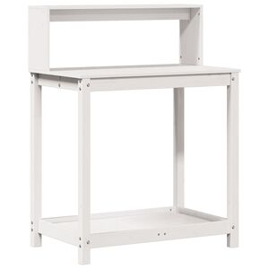 vidaXL Mesa de jardinagem com prateleiras madeira pinho maci&ccedil;a branco