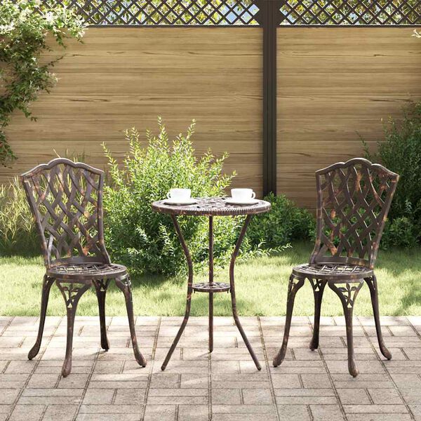 vidaXL Conjunto Bistro de Jardim 3 pcs Bronze Alumínio