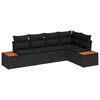 vidaXL Conjunto de Sof&aacute; de Jardim 5 unid. Preto Rattan Sint&eacute;tico
