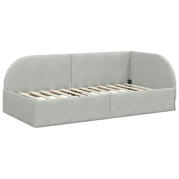 vidaXL Estrutura de Cama de Canto Cinzento-claro 90 cm x 190 cm Veludo