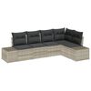 vidaXL Conjunto de Sof&aacute; de Jardim 5 pcs Cinzento-claro vime PE